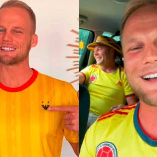 Domic Wolf sacó su propia camiseta de Colombia, la que muy pronto estará a la venta. FOTO: Capturas de videos publicados por Dominc Wolf en Instagram
