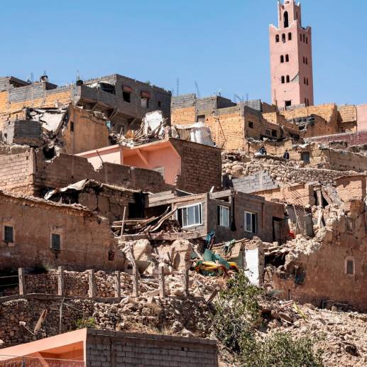 Al Hauz es la ciudad más afectada por el terremoto, pero también hay destrucción en Marrakech, la capital Rabat y en ciudades costeras como Casablanca o Esauira, incluso hay reportes de daños en el país vecino de Argelia. FOTO: AFP