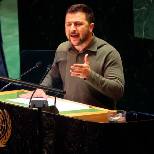 Zelenski habló por primera vez ante la Asamblea General de la ONU en Nueva York, Estados Unidos. FOTO: Getty