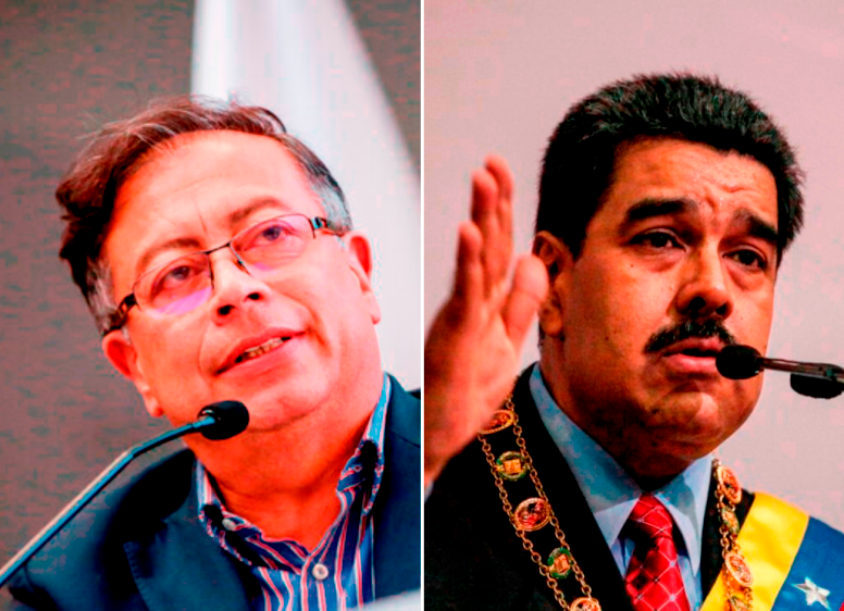 Gustavo Petro (izq.), presidente de Colombia, y Nicolás Maduro, presidente de Venezuela. FOTO archivo