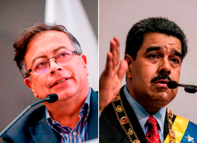 El presidente de Colombia, Gustavo Petro, y el presidente de Venezuela, Nicolás Maduro. FOTO COLPRENSA
