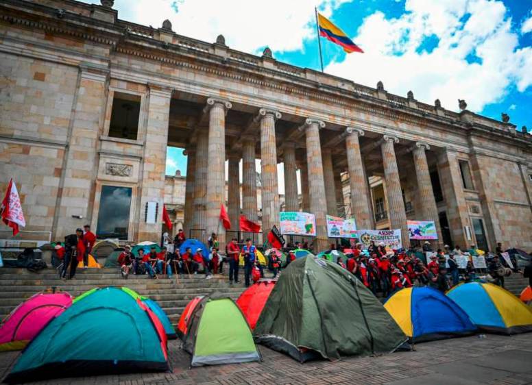 El campamento de Asoinca apoya la reforma a la salud del Gobierno nacional. FOTO AFP