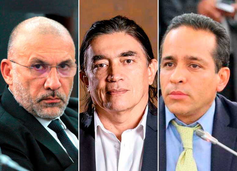 Roy Barreras, Gustavo Bolívar y Alexander López, la terna que estaba en la puja por la presidencia del Senado. FOTOS: COLPRENSA