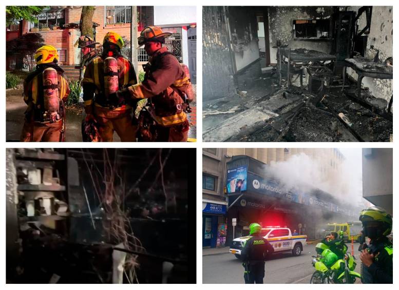 El Cuerpo Oficial de Bomberos Medellín controló tres incendios en menos de 24 horas. FOTOS Cortesía