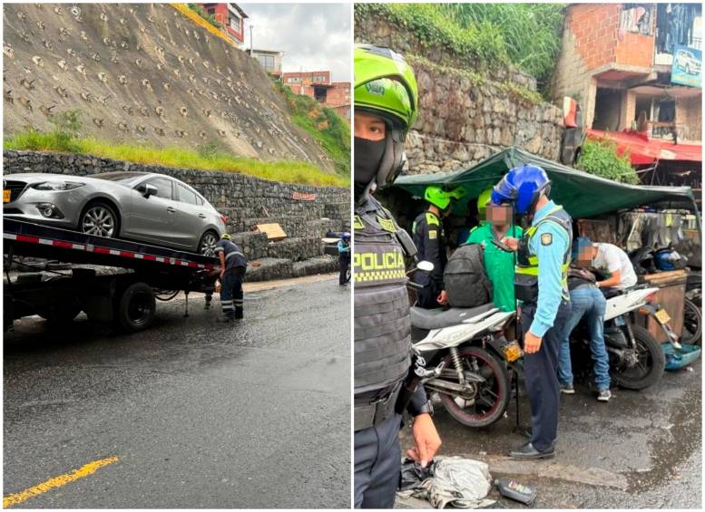 Operativo en Manrique terminó con carros y motos inmovilizados y el desmonte de carpas que mecánicos tenían en vía