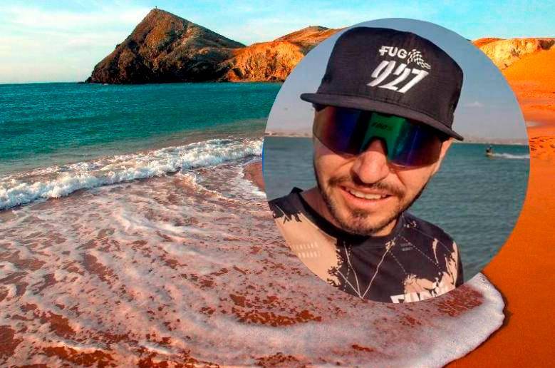 Esta fue la cometa de kitesurf que la Armada encontró en el mar y que pertenecería a Fernando Antonio Uribe. FOTO: TOMADA DE TWITTER @ArmadaColombia