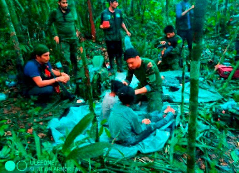 Los menores permanecieron 40 días en la selva, y gracias a los esfuerzos conjuntos de las Fuerzas Armadas y un grupo de indígenas se logró dar con su paradero el pasado 9 de junio. FOTO: COLPRENSA