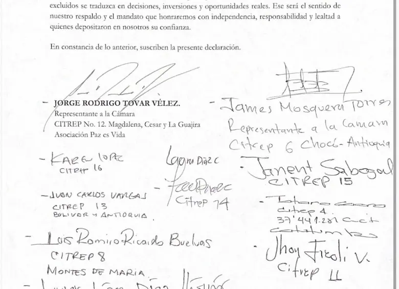 De 16 congresistas que ocupan curules de paz, 11 apoyarán al gobierno de De la Espriella, ¿quiénes son?
