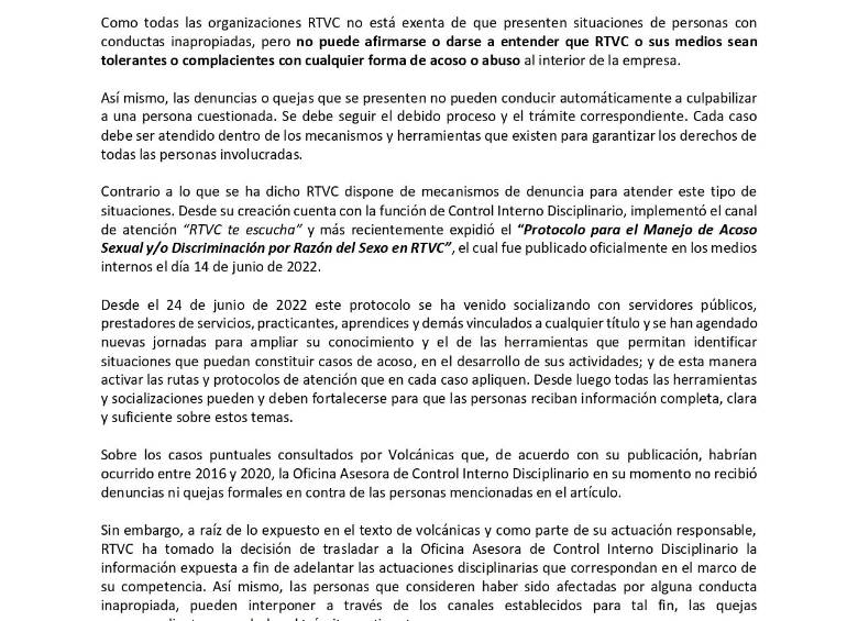 Nueve mujeres denunciaron a tres funcionarios de RTVC por acoso sexual