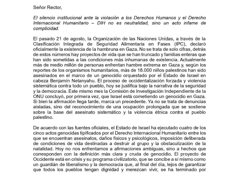 ¿Qué está pasando en la U. Externado? Elección desató debate sobre libertad de expresión por el conflicto en Gaza