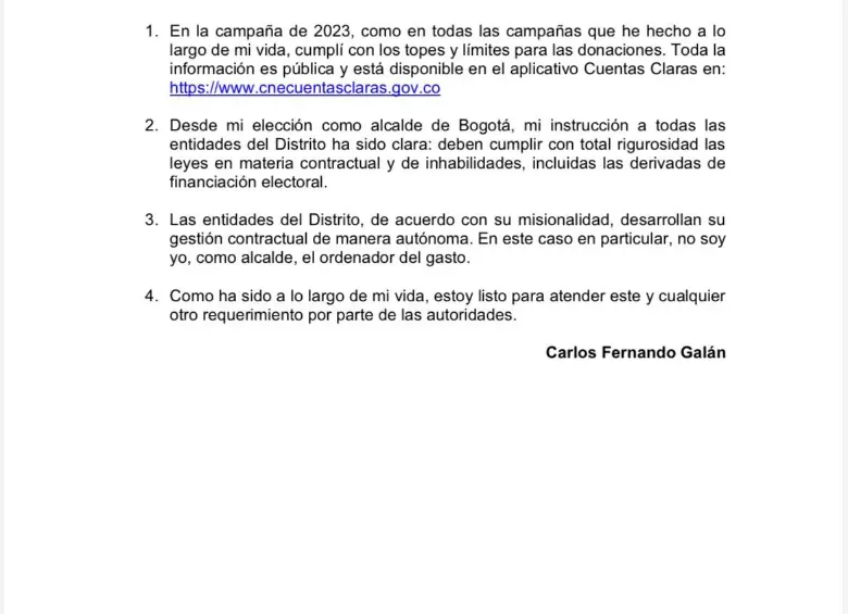 Galán tendrá que responder por aportes de privados a su campaña a Alcaldía de Bogotá