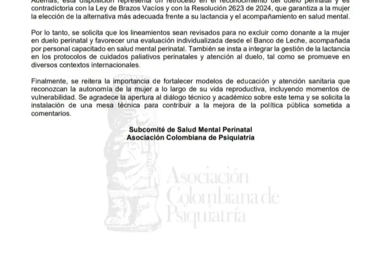 Comunicado de la Asociación Colombiana de Psiquiatría, ACP.