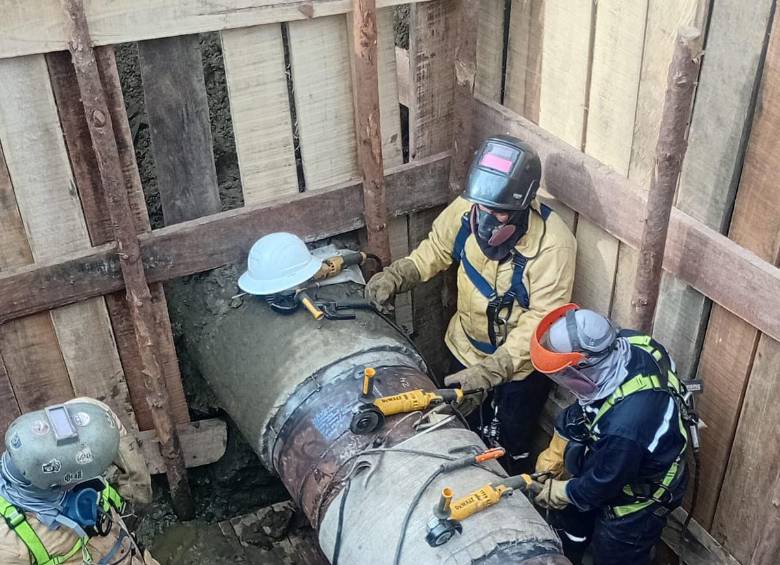 Se trata del daño de una tubería de un diámetro de 600 milímetros. Foto: Cortesía
