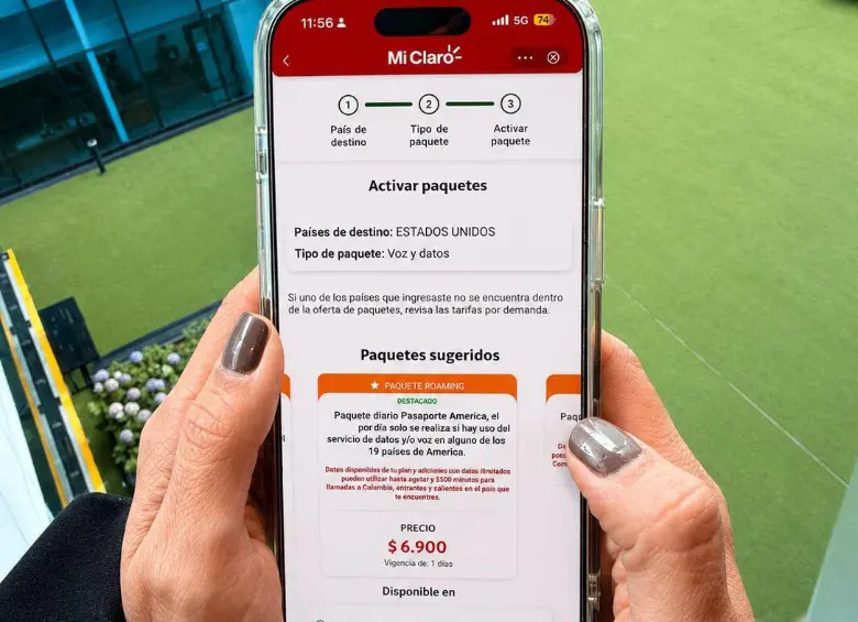 El roaming no se activa solo. Hay que habilitarlo con anticipación, adquirir el paquete y, además, revisar en la configuración del teléfono que la opción de “itinerancia de datos” o “roaming de datos” esté encendida. FOTO: Cortesía Claro.
