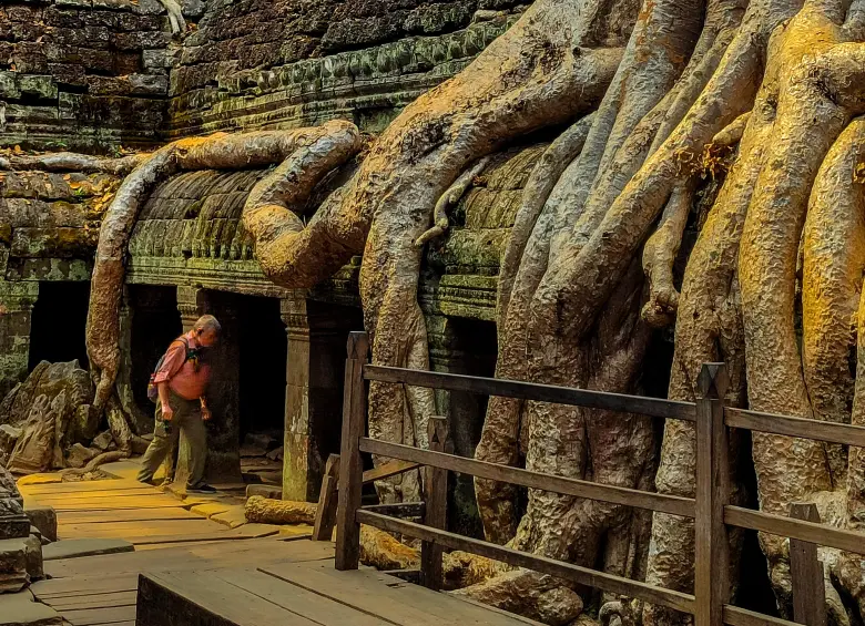 Ta Prohm es conocido por la forma en que los árboles gigantes crecen sobre y a través de las estructuras de piedra. FOTO JUAN DIEGO ORTIZ JIMÉNEZ