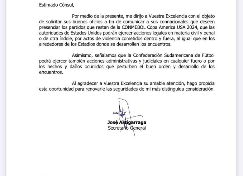 Comunicado de la Conmebol