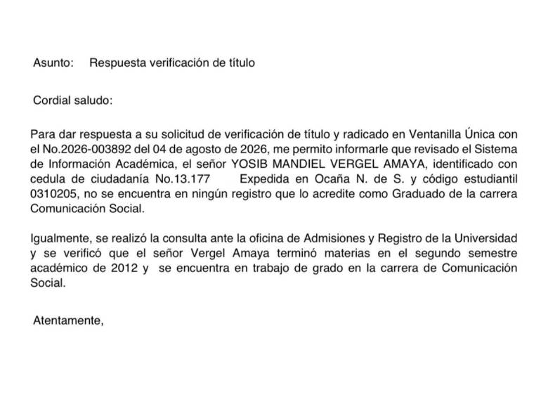 Esto respondió la universidad Francisco de Paula Santander seccionar Ocaña. FOTO: Suministrado