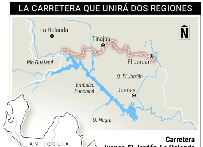 Por fin el corregimiento El Jordán, de San Carlos, Antioquia, tendrá vía pavimentada al Magdalena Medio