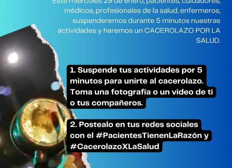 Invitación cacerolazo en sector salud.