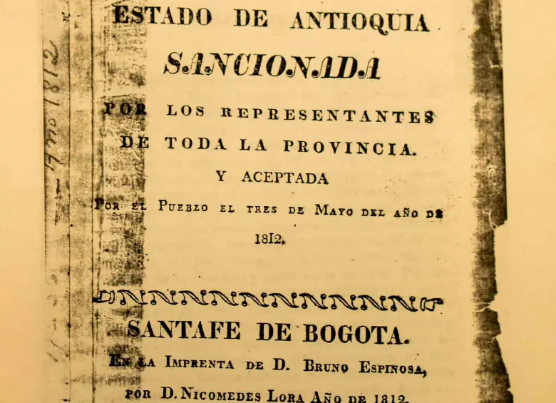 Esta es la Constitución de Antioquia de 1812 disponible en la Piloto. FOTO: BPP