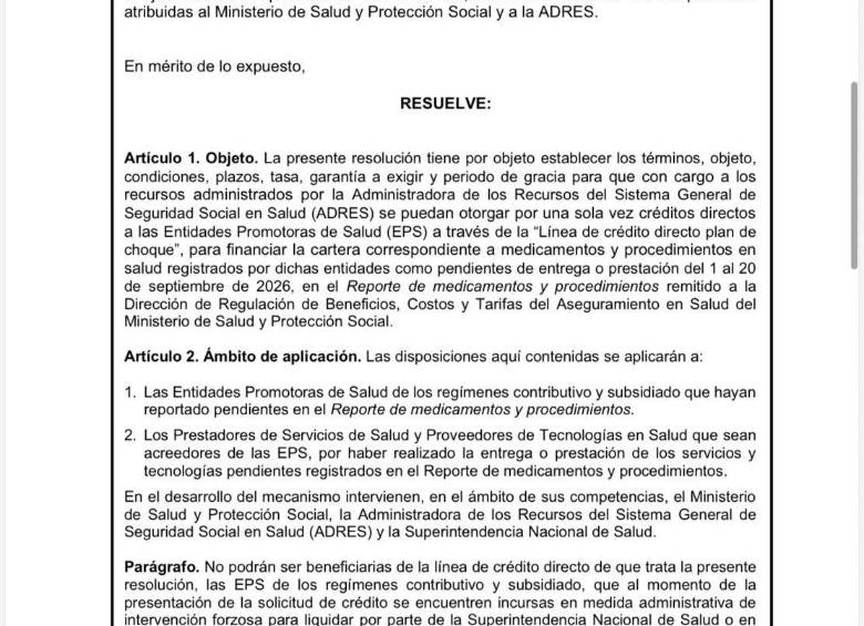 ADRES podría dar créditos a EPS para pagar deudas por medicamentos y procedimientos: así funcionaría