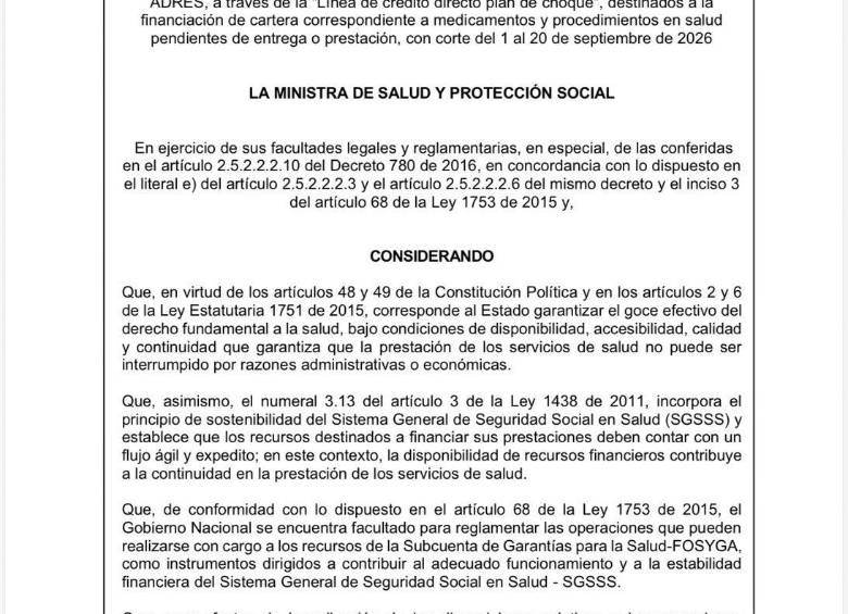 ADRES podría dar créditos a EPS para pagar deudas por medicamentos y procedimientos: así funcionaría