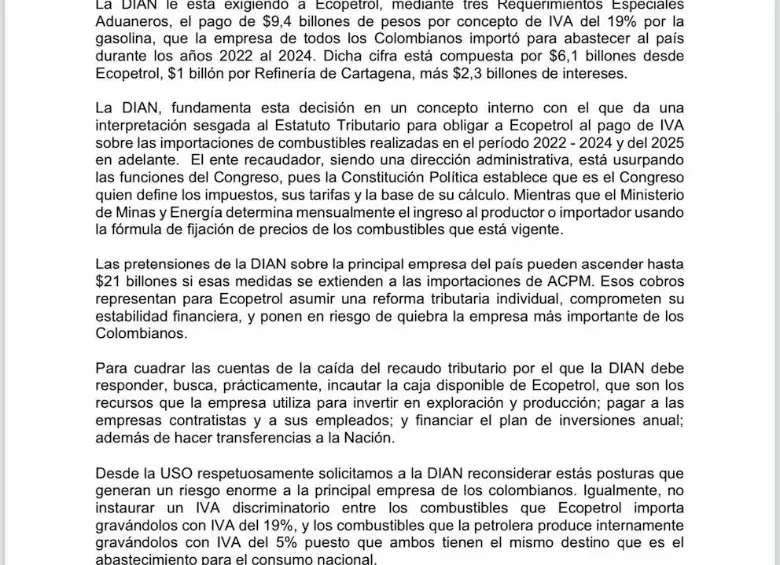 Gobierno quiere cuadrar caja con Ecopetrol: por IVA a gasolina, Dian le reclama lo equivalente a una tributaria