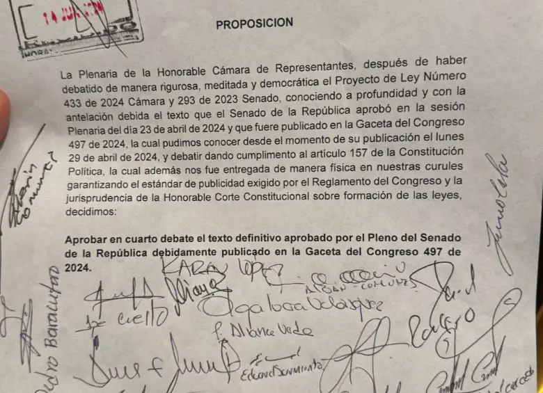Proposición a votar. 