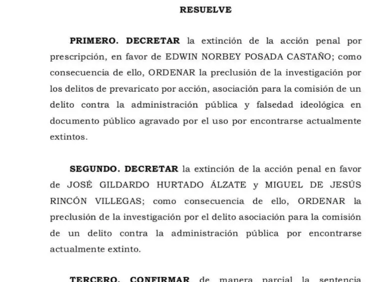 Extracto de la sentencia. FOTO: Cortesía