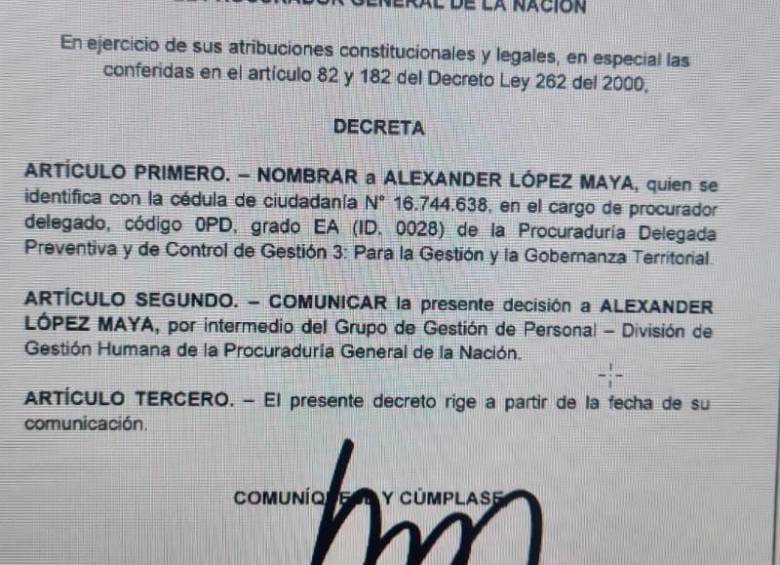 ¿Alexander López salió del Gobierno para aterrizar en importante cargo de la Procuraduría?
