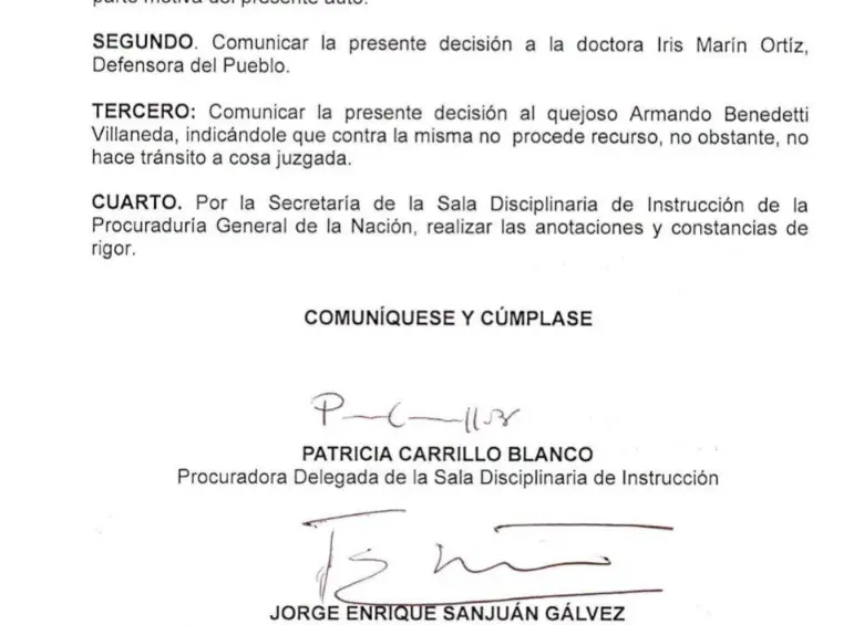 Revés para Benedetti: Procuraduría archiva denuncia del ministro contra la defensora del Pueblo