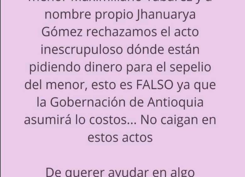 Imagen difundida por la familia del menor. FOTO: Cortesía