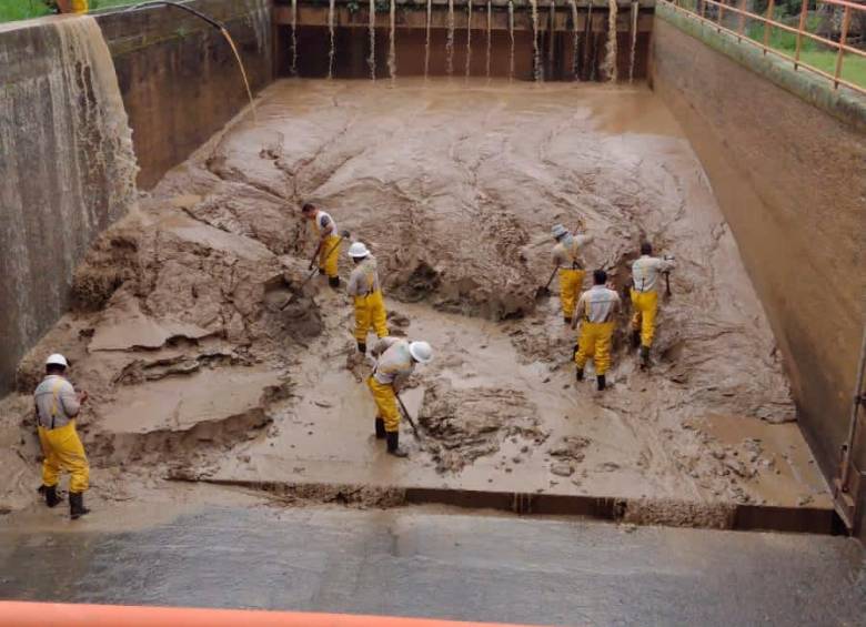 Así es el panorama en la planta de tratamiento de San Cristóbal, ante las situaciones ocasionadas por el invierno. FOTO: CORTESÍA EPM