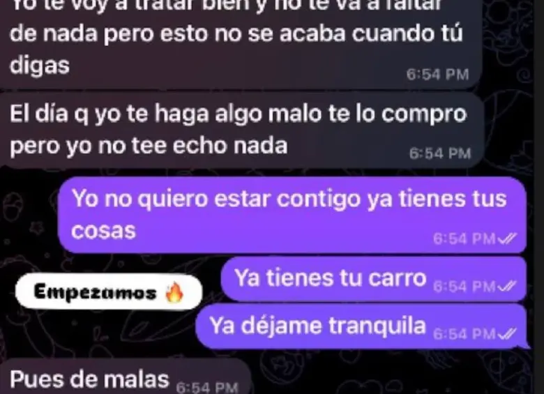 Este fue uno de los chats que González compartió en su cuenta de Instagram. FOTO Tomada de redes sociales