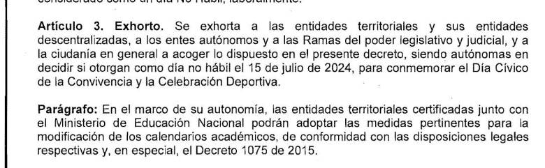 En contra de su propio decreto, y de la ley, Petro dice que el día cívico es obligatorio en todo el país