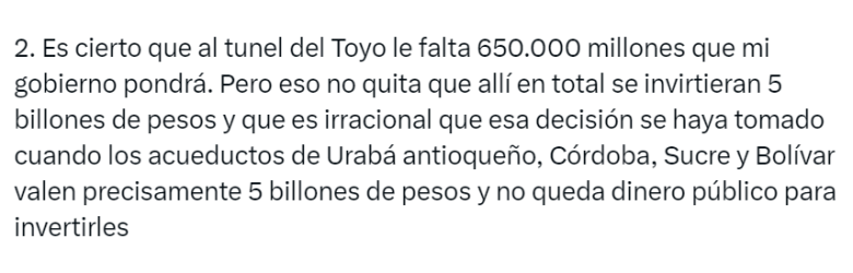 Description: ¿Por qué al Túnel del Toyo le faltan los $650.000 millones que Petro dijo que su gobierno sí aportará?