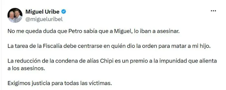“Petro sabía que a Miguel lo iban a asesinar”: la acusación de Uribe Londoño a casi un año del magnicidio