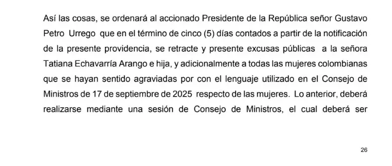 Decisión del juzgado.