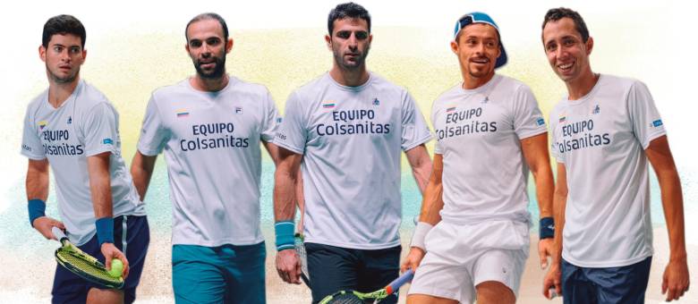 Nicolás Mejía, Juan Sebastián Cabal, Robert Farah, Cristian Rodríguez y Daniel Galán, el equipo Colombia. FOTO cortesía fedecoltenis