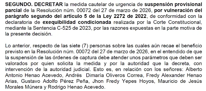 Extracto de la decisión del Consejo de Estado. 