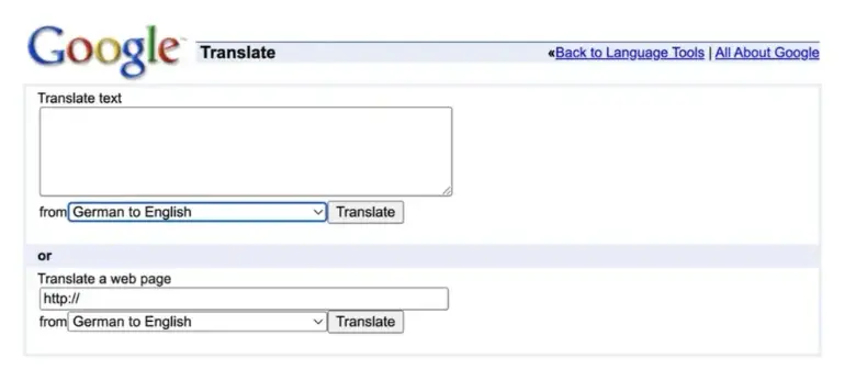 Así se veía la primera versión del traductor de Google en el año 2006. FOTO cortesía
