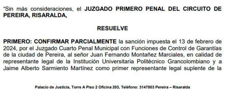 Juez confirma decisión de arresto y multa a dos personas en proceso de desacato en medio de elección del personero de Medellín