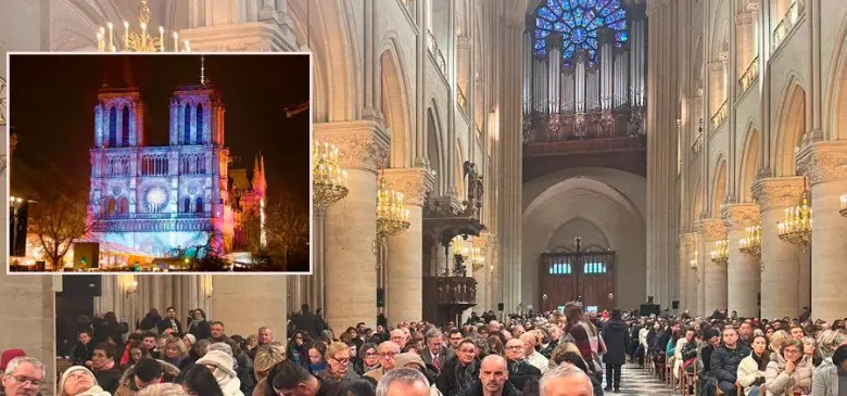 Alrededor de 800 millones de dólares costó la reparación de Notre Dame. FOTOS AFP y Cuenta de X @PatriciaSexton