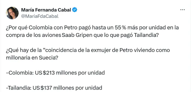 ¿Por qué Colombia pagó hasta un 55% más que Tailandia por los mismos aviones Gripen de la sueca Saab?
