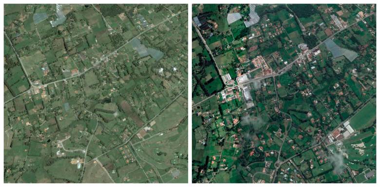 Panorámica de Llanogrande: 2006 y 2020. IMÁGENES SATELITALES Google Earth