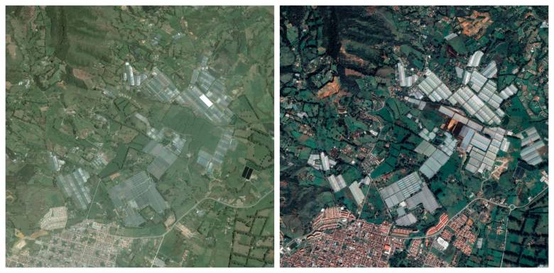 La parte norte del municipio de La Ceja muestra el crecimiento inmobiliario y de cultivos.<b> </b>IMÁGENES SATELITALES<b> Google Earth</b>