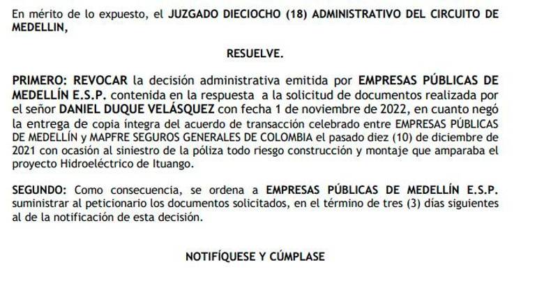 Esta es la decisión del pasado 19 de julio, que fue ratificada en nuevo fallo este 25 de agosto. 
