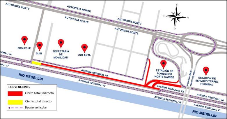 Pilas: habrá cierre total en el norte de la Avenida Regional por obras de EPM para expandir el acueducto