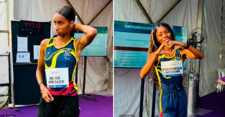 Las colombianas Angie Nicoll Mejía y Karen Tatiana Palomeque, ganadoras de oro y plata en el Mundial de India. FOTO CORTESÍA MINDEPORTE