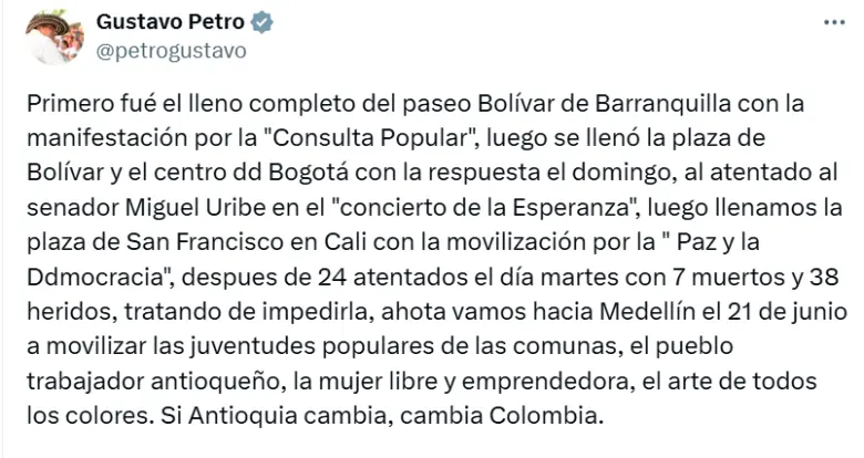 “Ellos vienen aquí a agitar”: Federico Gutiérrez sobre movilización convocada por Gustavo Petro en Medellín
